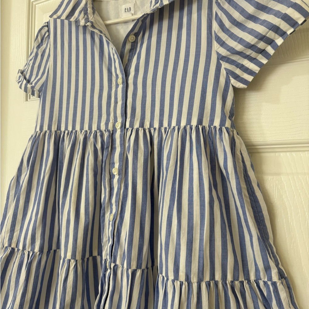 GAP Blue and White Striped Buttoned Shirt Dress - Picture 2 of 4